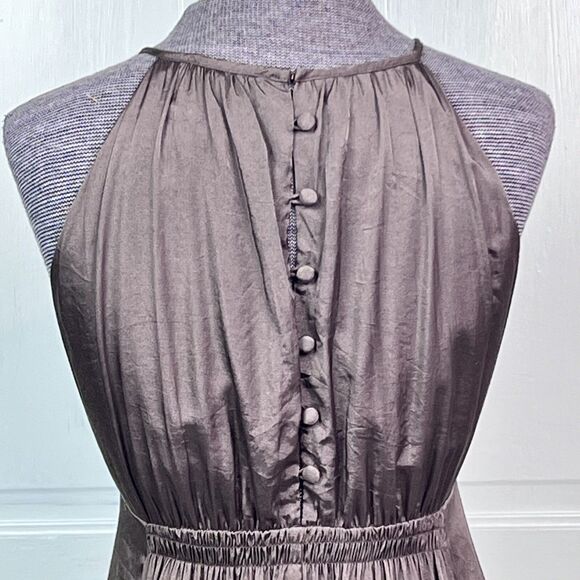 Cocktail Dress by Esley Silky Flowy Gathered Party Wedding Cocktail Pewter Sz S - Picture 5 of 10